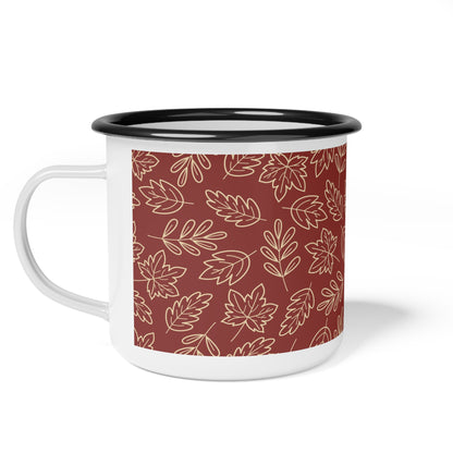 Cozy Fall Enamel Camp Cup with Leaf Design, Perfect for Camping, Outdoor Adventures, Gifts for Nature Lovers, Autumn Gatherings, [...] - MaisonThreadory