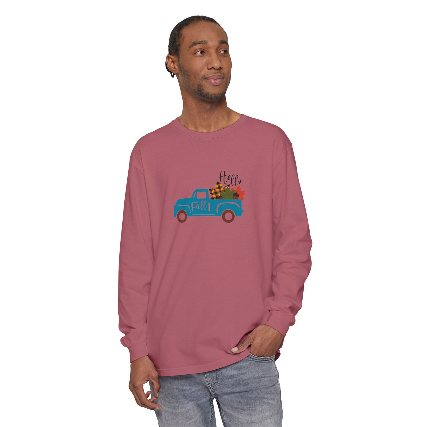 Hello Fall Long Sleeve T-Shirt, Unisex Seasonal Tee, Cozy Autumn Apparel, Thanksgiving Gift, Cute Outdoor Shirt - MaisonThreadory