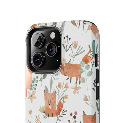 Floral Fox Phone Case, Tough Phone Cases for Nature Lovers, Cute Animal Phone Cover, Gift for Friends, Wildflower Design