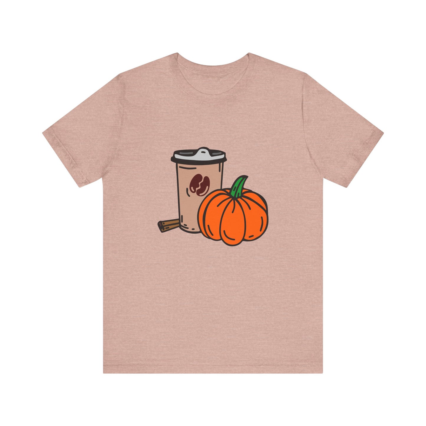 Fall Vibes Pumpkin Coffee Tee, Autumn Pumpkin Shirt, Cozy Casual Tee, Thanksgiving Gift, Unisex Fall Apparel - MaisonThreadory