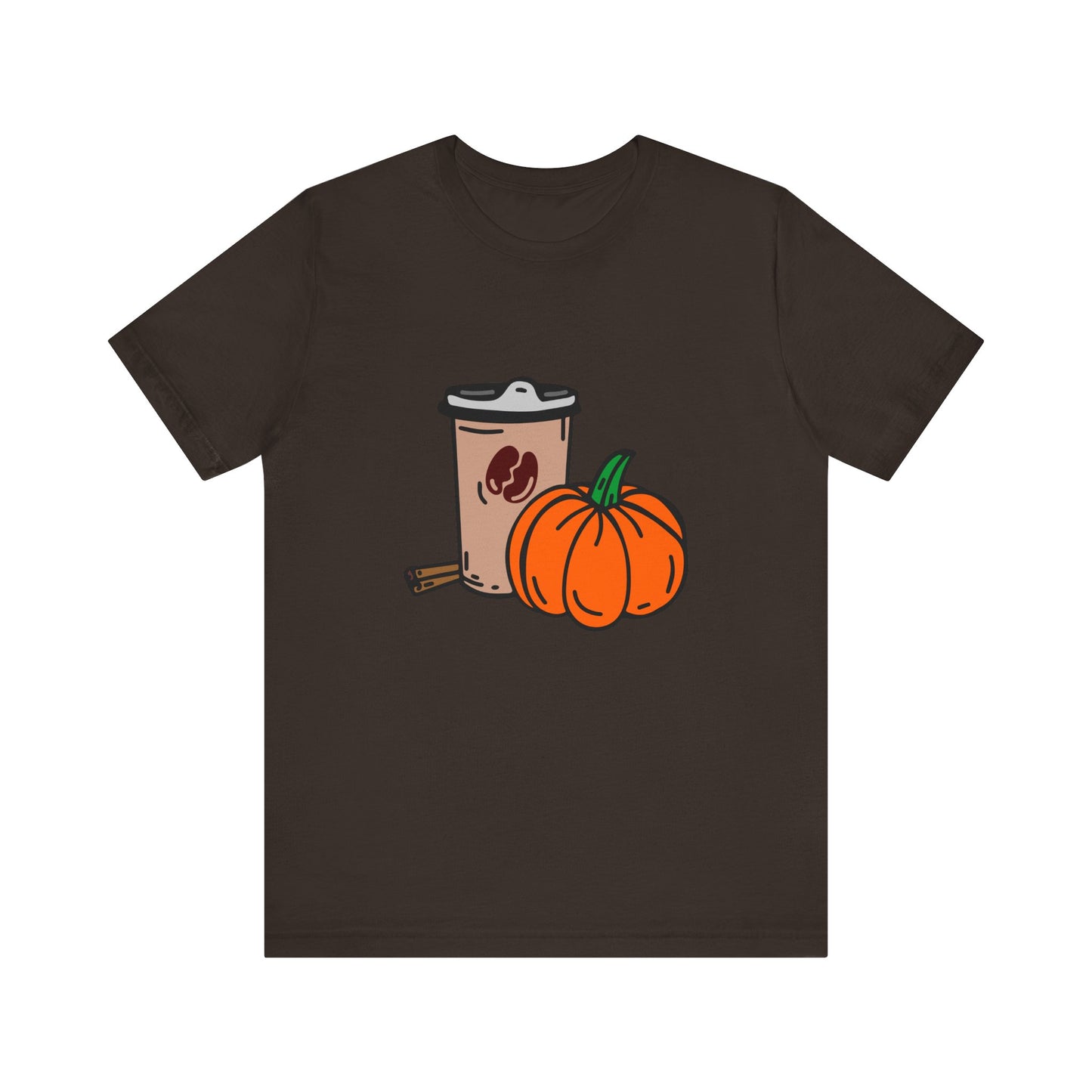 Fall Vibes Pumpkin Coffee Tee, Autumn Pumpkin Shirt, Cozy Casual Tee, Thanksgiving Gift, Unisex Fall Apparel - MaisonThreadory