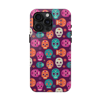 Colorful Skull Phone Case, Tough Cases for Halloween, Unique Phone Cover, Day of the Dead, Fun and Durable Accessories