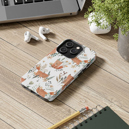 Floral Fox Phone Case, Tough Phone Cases for Nature Lovers, Cute Animal Phone Cover, Gift for Friends, Wildflower Design