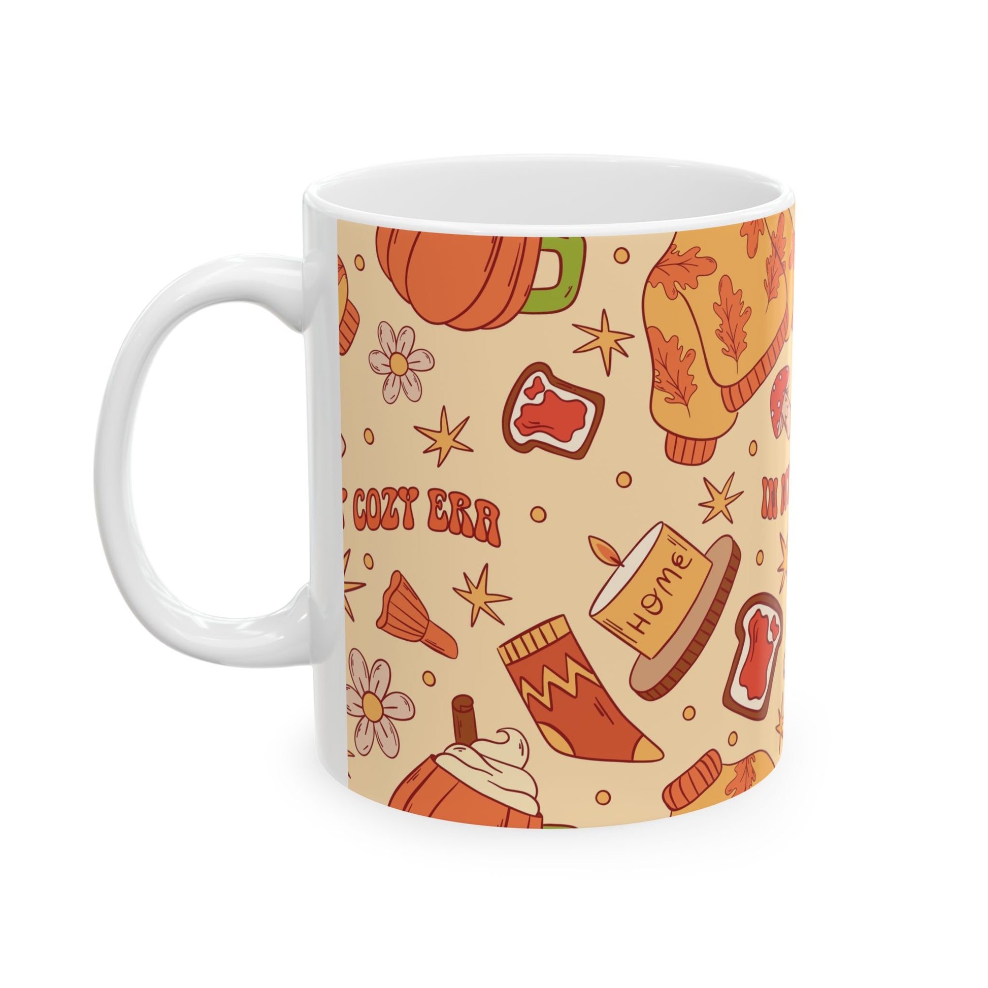 Cozy Vibes Ceramic Mug - Fall Inspired Drinkware, Perfect for Autumn, Gifts for Coffee Lovers, Cute Hot Chocolate Cup, 'In My Cozy Era' - MaisonThreadory