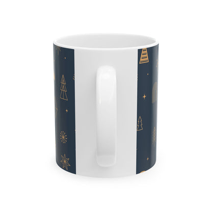 Festive Ceramic Coffee Mug - Holiday Cheer, Winter Decor, Gift for Her, Cozy Beverage, Christmas Mug - MaisonThreadory