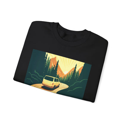 Nature Road Trip Crewneck Sweatshirt - Vintage Van Design, Unisex Pullover, Adventure Apparel, Great Outdoors Gift, Fall Fashion - MaisonThreadory