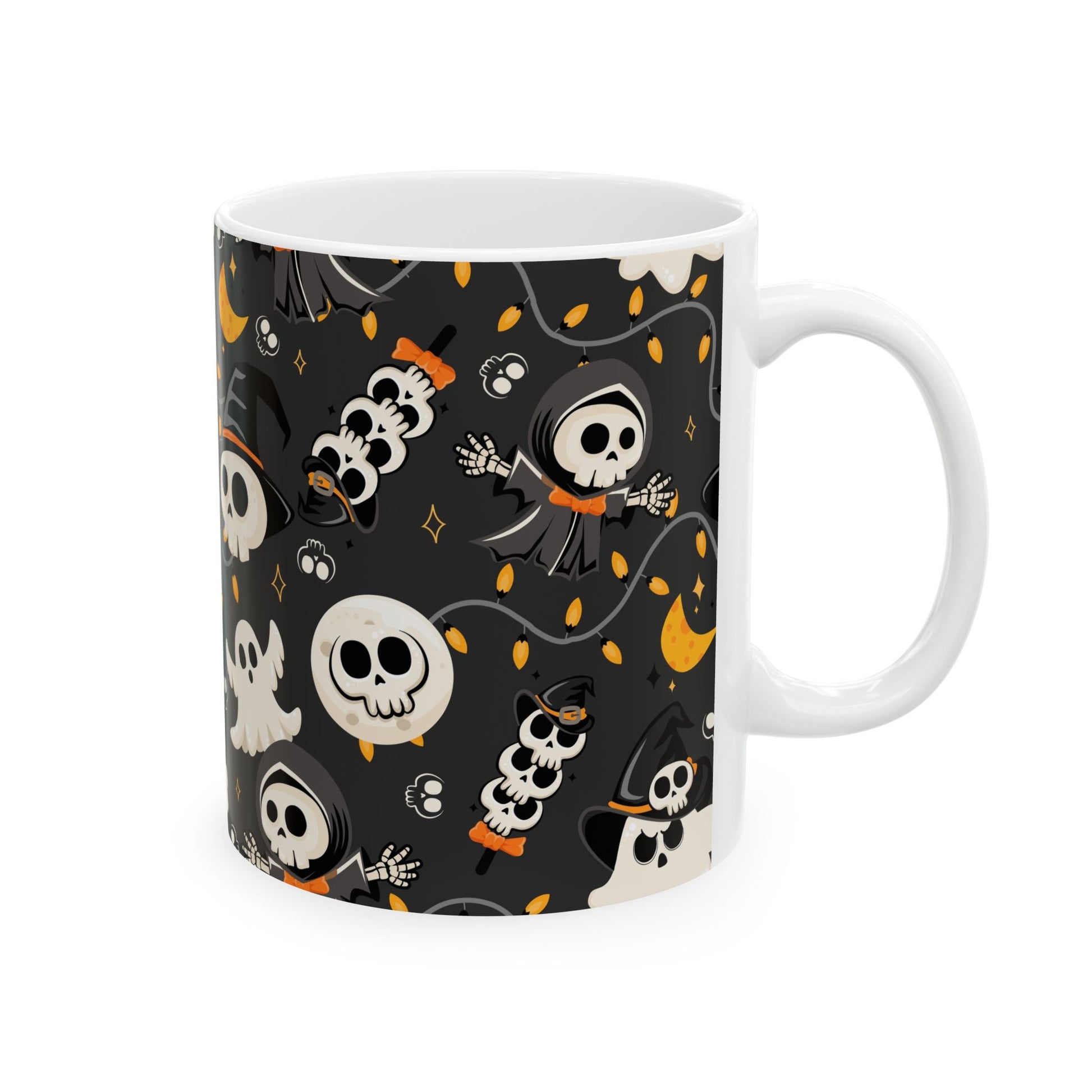 Spooky Skeleton Ceramic Mug - Halloween Decor, Fun Gift for Ghost Lovers, Coffee Cup for Cozy Nights, Cute Skull Design - MaisonThreadory
