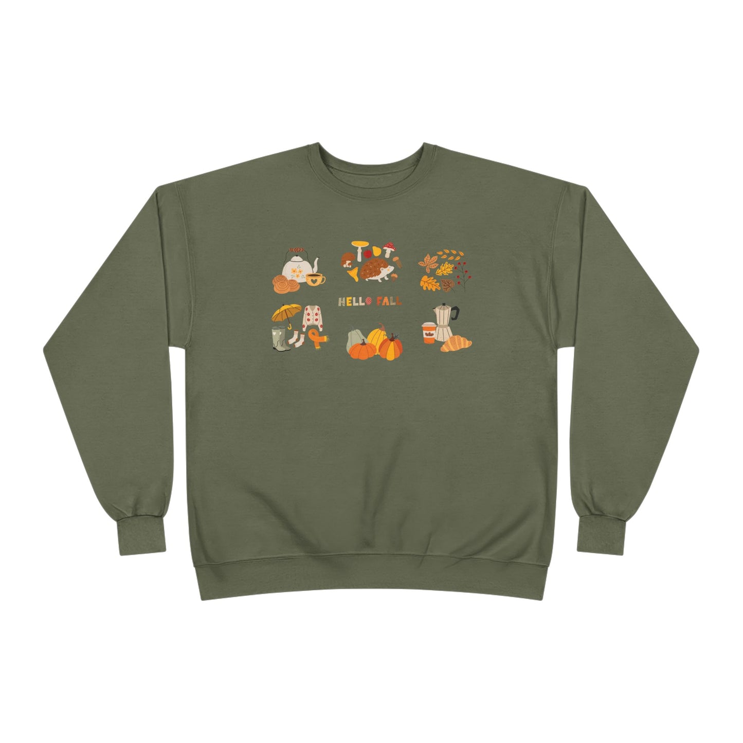 Cozy Fall Sweatshirt - Hello Fall Design, Unisex Fall Apparel, Eco-Friendly Sweater, Perfect for Autumn Celebrations, Gift for Nature Lovers - MaisonThreadory