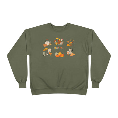Cozy Fall Sweatshirt - Hello Fall Design, Unisex Fall Apparel, Eco-Friendly Sweater, Perfect for Autumn Celebrations, Gift for Nature Lovers - MaisonThreadory