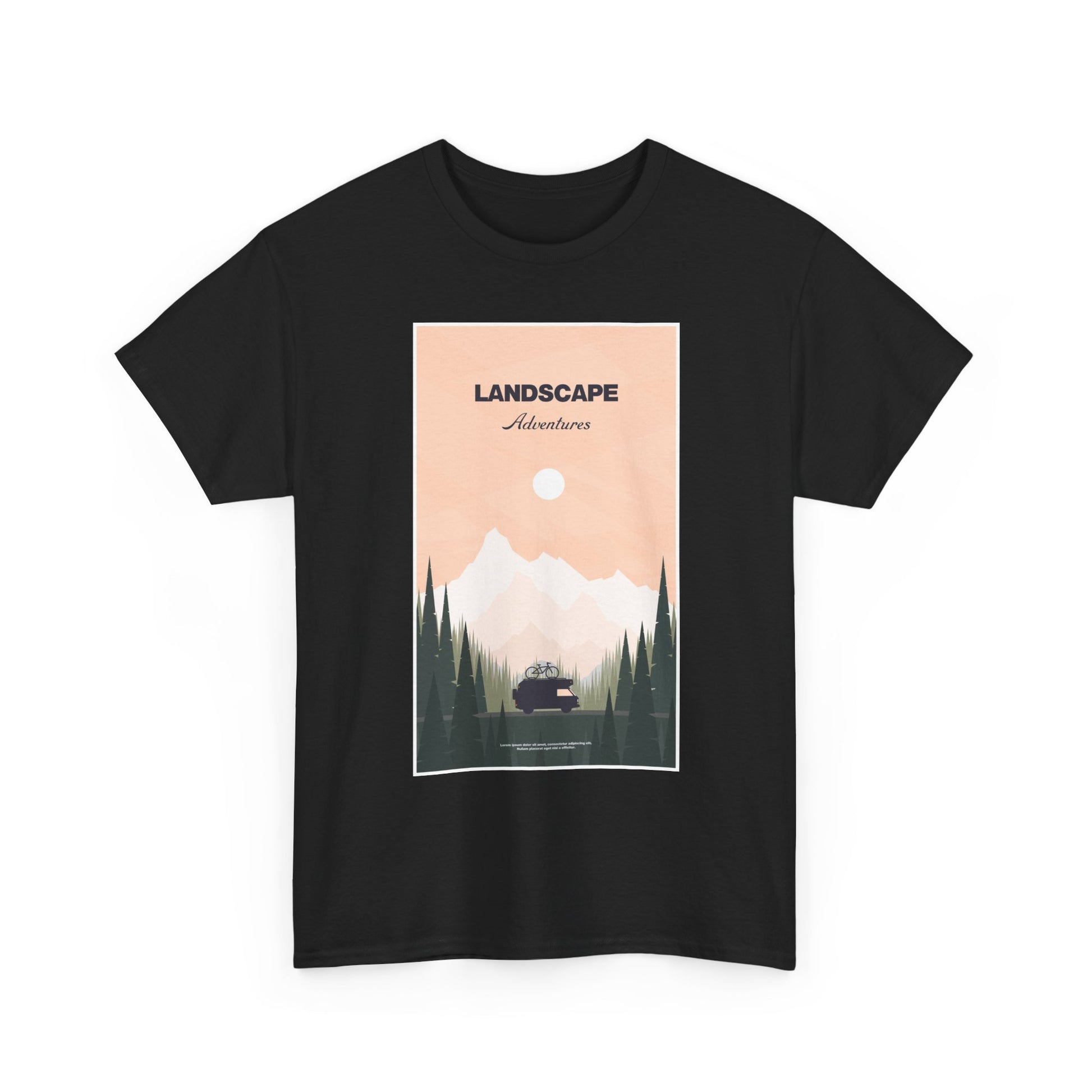 Adventure Landscape Unisex Heavy Cotton Tee, Nature T-Shirt, Casual Outdoors Shirt, Hiking Gift, Travel Apparel - MaisonThreadory
