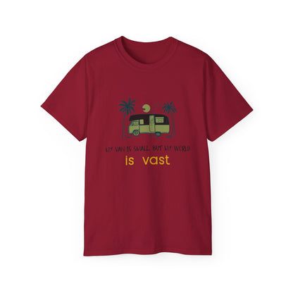 Vast World Van Tee, Travel T-Shirt, Adventure Tee, Camping Gift, Road Trip Shirt, Nature Lover Apparel - MaisonThreadory