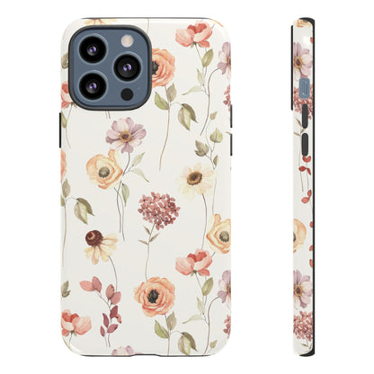 Floral Phone Case, Cute Flower Cover, Botanical Tough Case, Protective Smartphone Shell, Chic Floral Design, Trendy iPhone Case