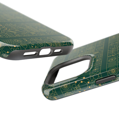 Magnetic Impact-Resistant Phone Case — Dark Green Geometric Pattern