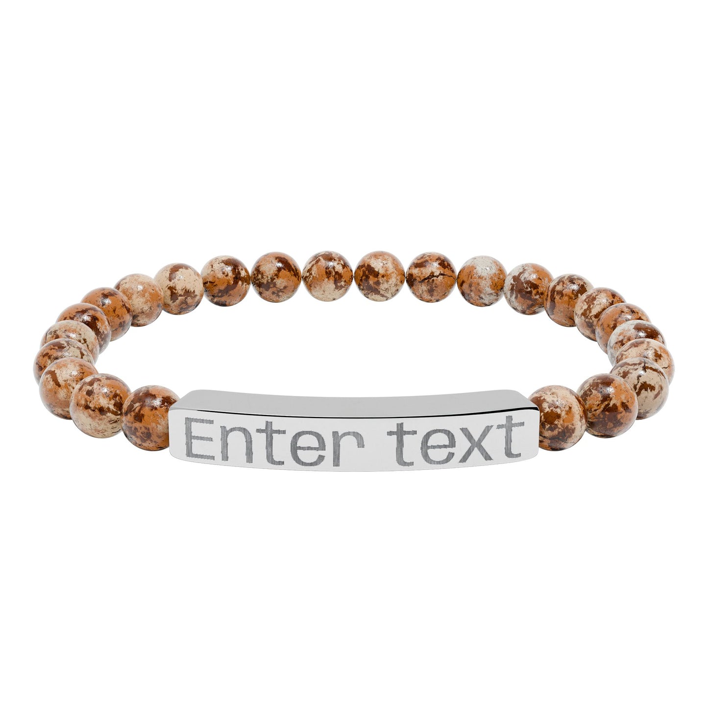 Engravable Natural Stone Bead Bracelet — Personalized Bar Bracelet