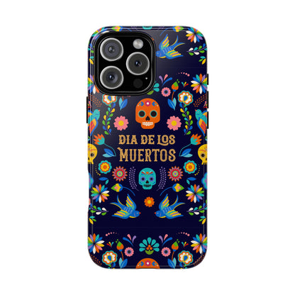 Colorful Dia de los Muertos Phone Case, Skull Design, Floral Phone Cover, Sugar Skull Accessories, Day of the Dead Gift