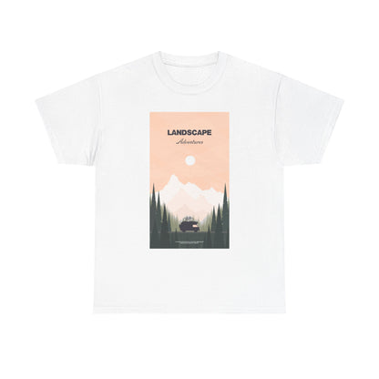 Adventure Landscape Unisex Heavy Cotton Tee, Nature T-Shirt, Casual Outdoors Shirt, Hiking Gift, Travel Apparel - MaisonThreadory