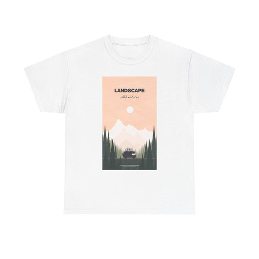 Adventure Landscape Unisex Heavy Cotton Tee, Nature T-Shirt, Casual Outdoors Shirt, Hiking Gift, Travel Apparel - MaisonThreadory
