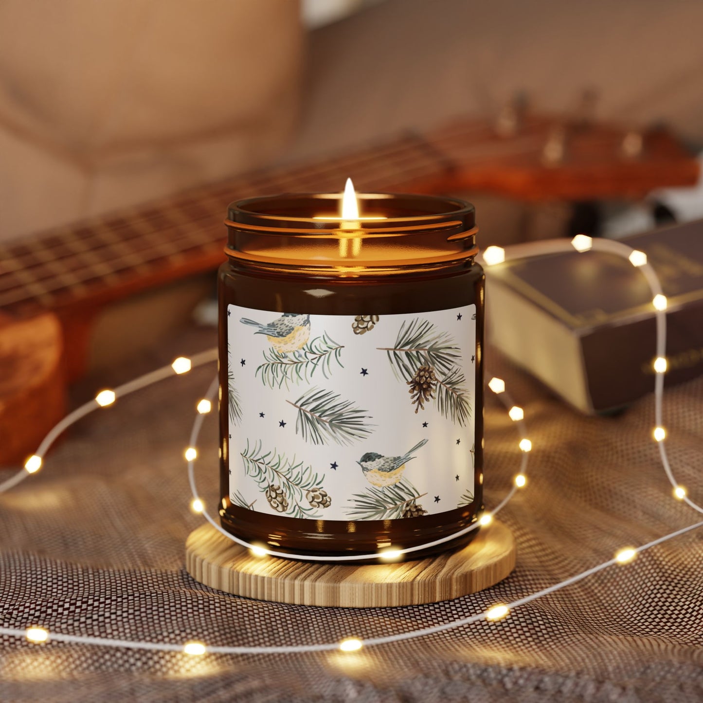 Soy Candle — Warm Geometric Amber Jar (Scented, Multi-Size)