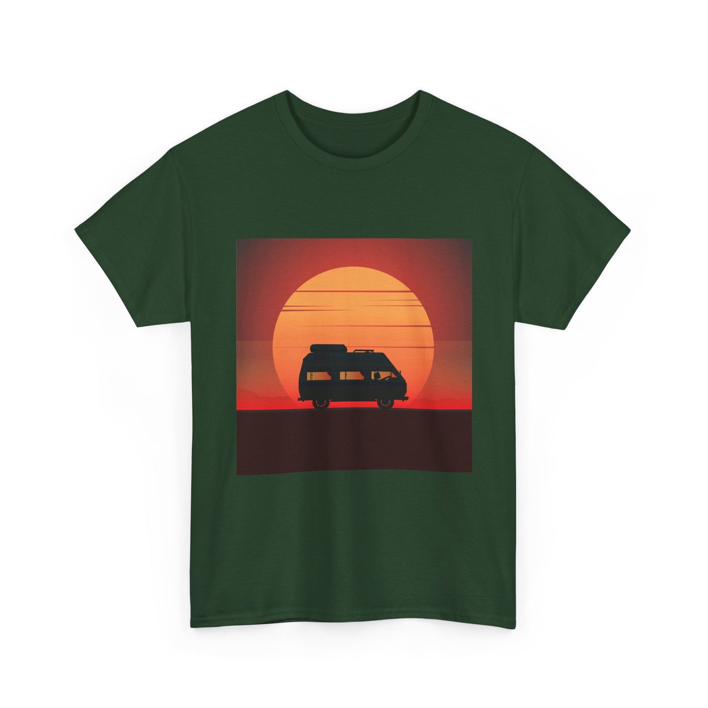 Retro Sunset Adventure Unisex Heavy Cotton Tee, Vintage Car T-Shirt, Sunset Vibe Shirt, Summer Casual Wear, Road Trip Gift, Outdoor [...] - MaisonThreadory