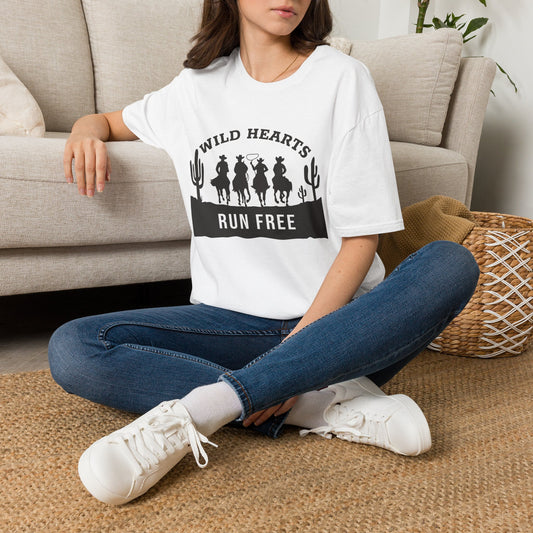 Wild Hearts Run Free T‑Shirt — Western Cowboy Rodeo Graphic Tee
