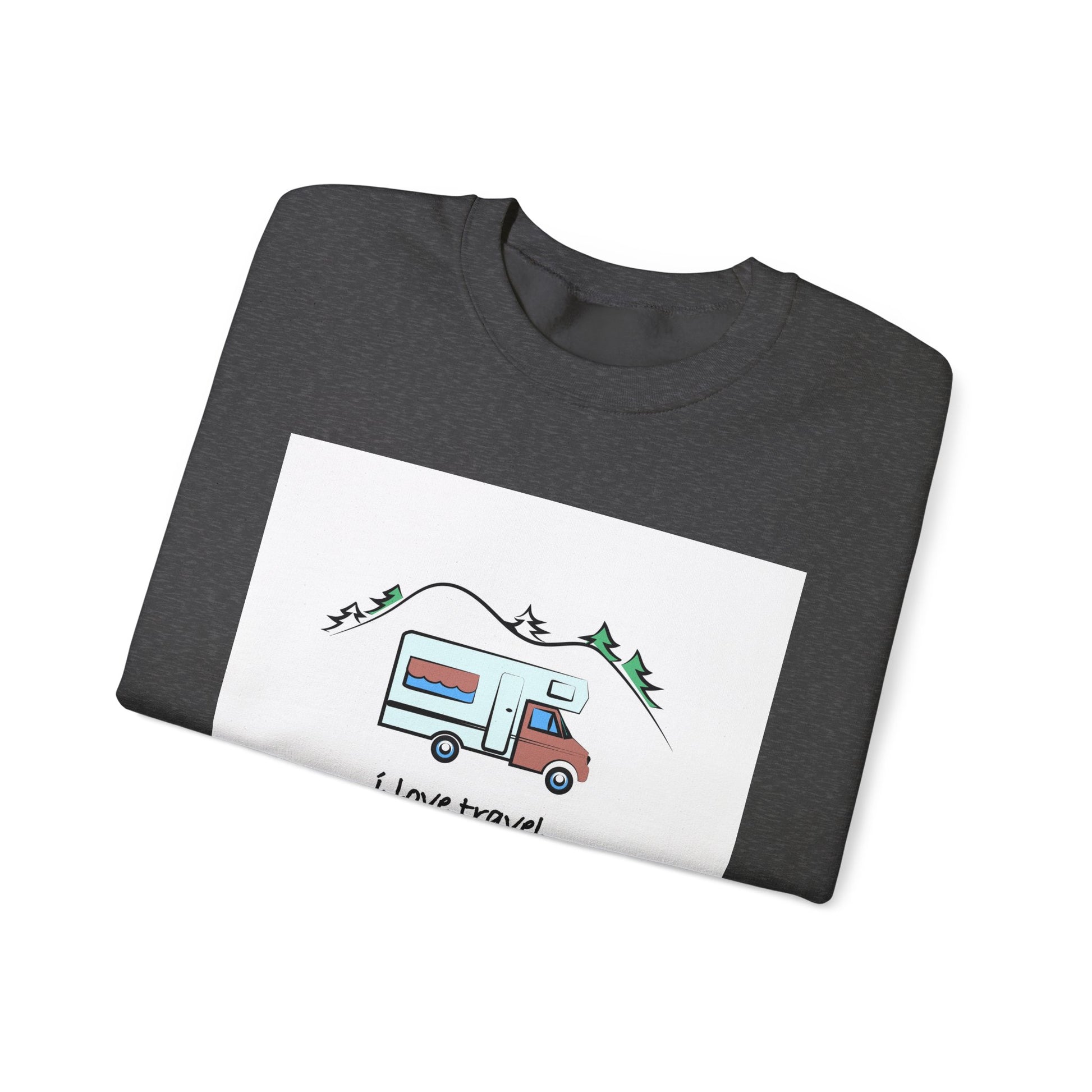 Travel Love Crewneck Sweatshirt | Cozy Adventure Apparel, Perfect for Travel Lovers, Gift Idea for Road Trips, Camping, and Wanderlust - MaisonThreadory