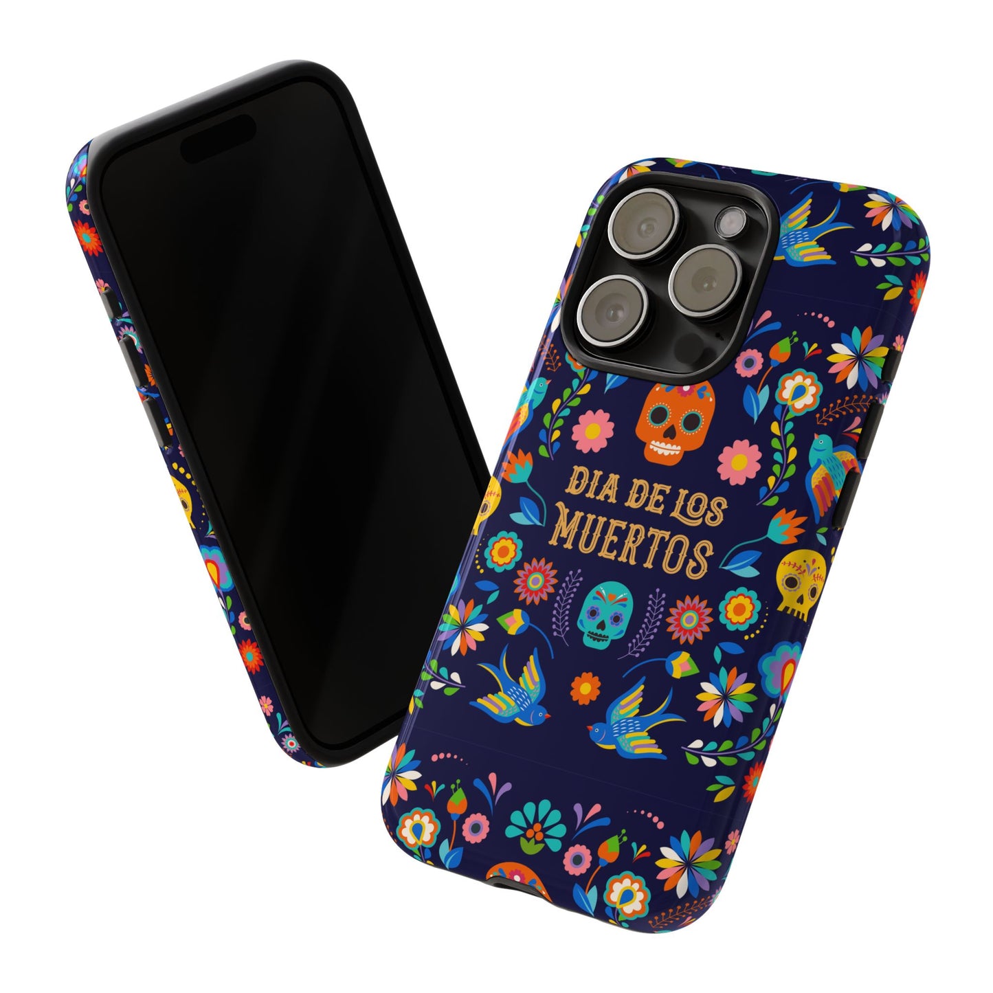 Colorful Dia de los Muertos Phone Case, Skull Design, Floral Phone Cover, Sugar Skull Accessories, Day of the Dead Gift