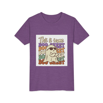 Youth Short Sleeve Tee with Fun Boo Sheet Design, Cool Summer Top, Humorous Kids Apparel, Gift for Halloween, Casual Wear, Playful T-Shirt - MaisonThreadory