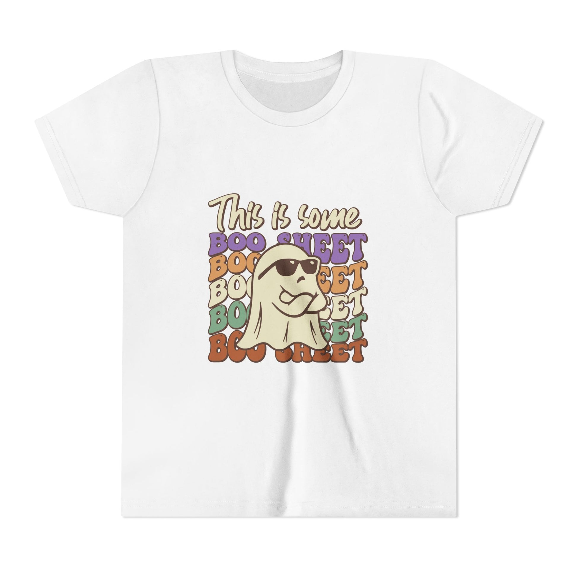 Youth Short Sleeve Tee with Fun Boo Sheet Design, Cool Summer Top, Humorous Kids Apparel, Gift for Halloween, Casual Wear, Playful T-Shirt - MaisonThreadory
