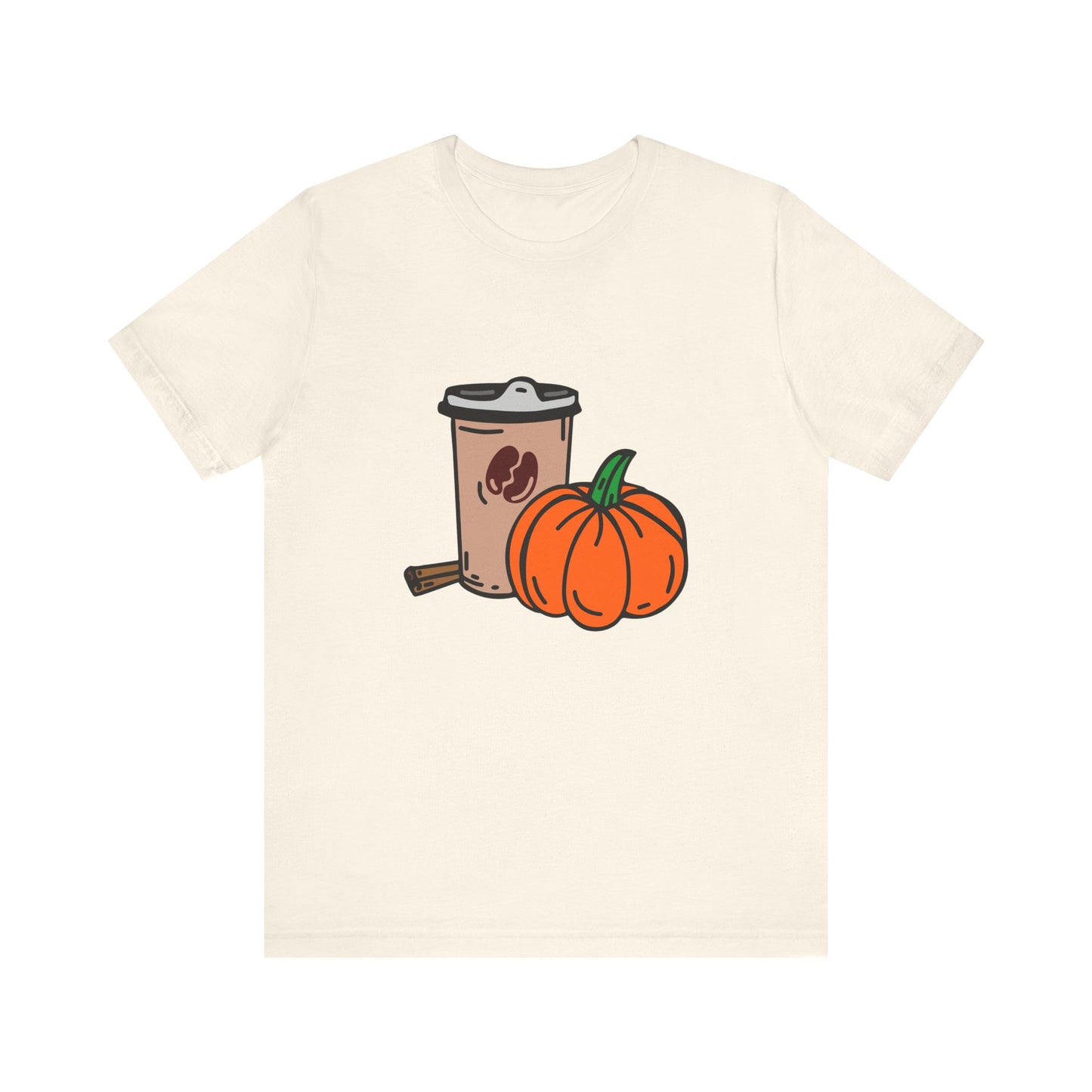 Fall Vibes Pumpkin Coffee Tee, Autumn Pumpkin Shirt, Cozy Casual Tee, Thanksgiving Gift, Unisex Fall Apparel - MaisonThreadory