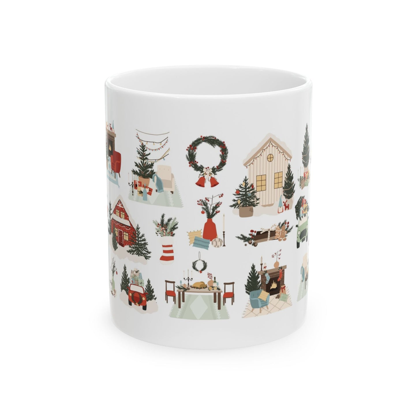 Festive Holiday Ceramic Mug | Cozy Christmas Coffee Cup, Winter Decor, Gift for Friends, Family, and Secret Santa - MaisonThreadory
