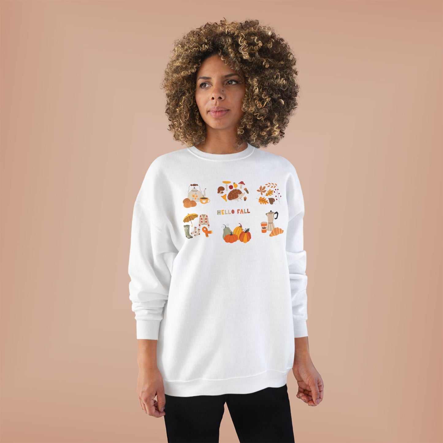 Cozy Fall Sweatshirt - Hello Fall Design, Unisex Fall Apparel, Eco-Friendly Sweater, Perfect for Autumn Celebrations, Gift for Nature Lovers - MaisonThreadory