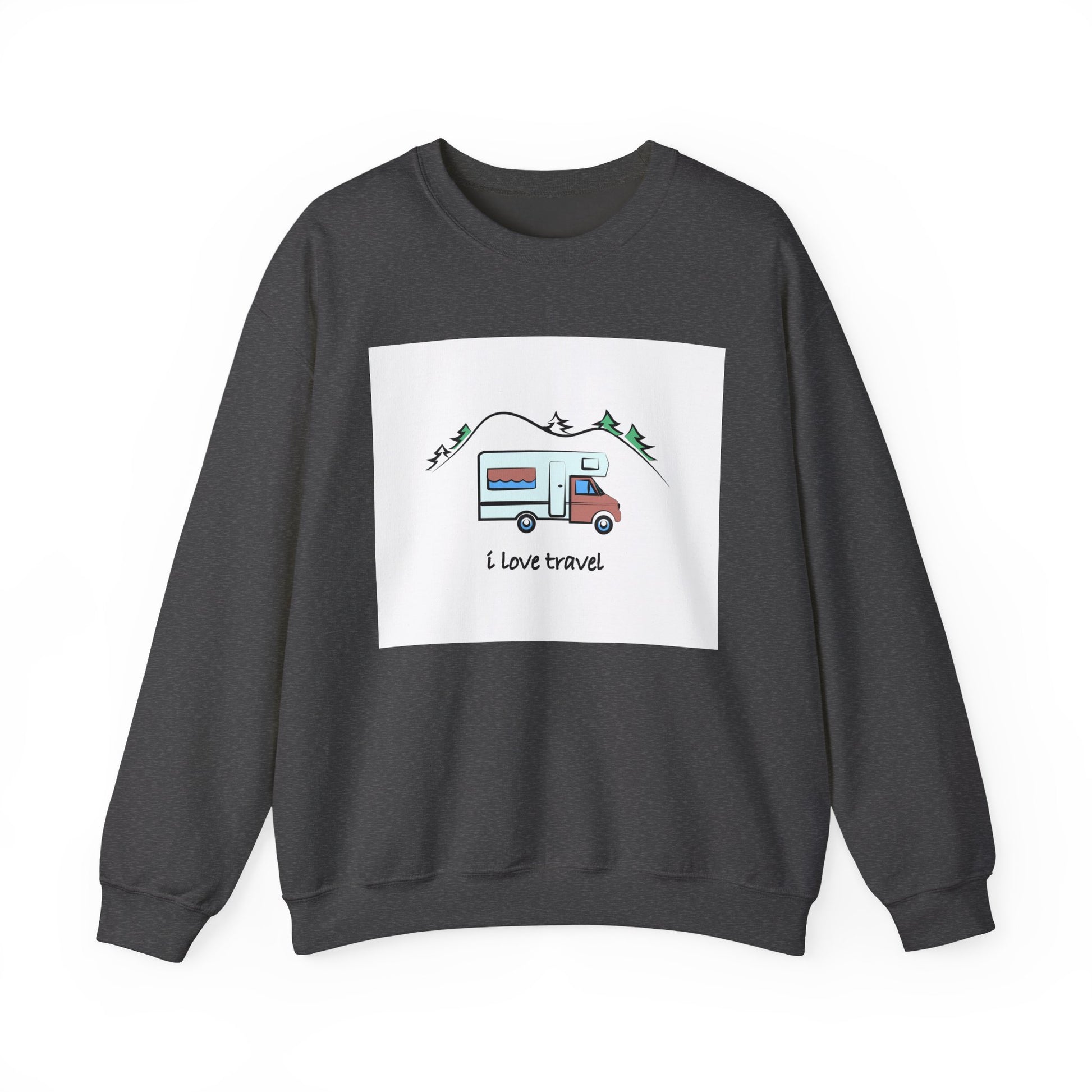 Travel Love Crewneck Sweatshirt | Cozy Adventure Apparel, Perfect for Travel Lovers, Gift Idea for Road Trips, Camping, and Wanderlust - MaisonThreadory