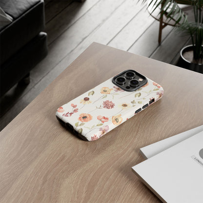 Floral Phone Case, Cute Flower Cover, Botanical Tough Case, Protective Smartphone Shell, Chic Floral Design, Trendy iPhone Case