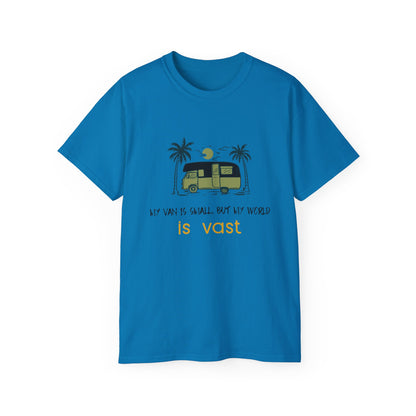 Vast World Van Tee, Travel T-Shirt, Adventure Tee, Camping Gift, Road Trip Shirt, Nature Lover Apparel - MaisonThreadory