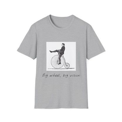 Vintage-Inspired Graphic Tee: "Big Wheel, Big Vision" Unisex Softstyle T-Shirt, Casual Outfit, Funny Gift, Bicycle Lover's Apparel, [...]