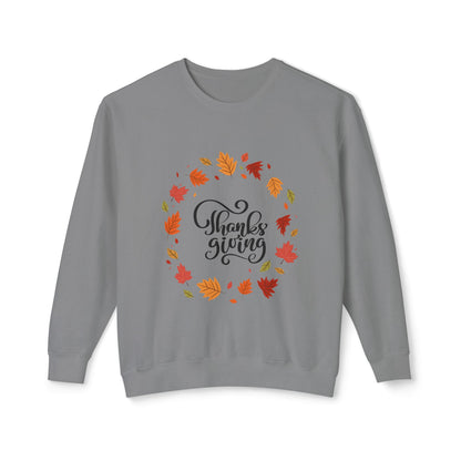 Thanksgiving Lightweight Crewneck Sweatshirt, Cozy Fall Apparel, Autumn Fashion, Gift for Her, Seasonal Style - MaisonThreadory