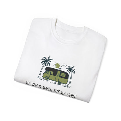 Vast World Van Tee, Travel T-Shirt, Adventure Tee, Camping Gift, Road Trip Shirt, Nature Lover Apparel - MaisonThreadory