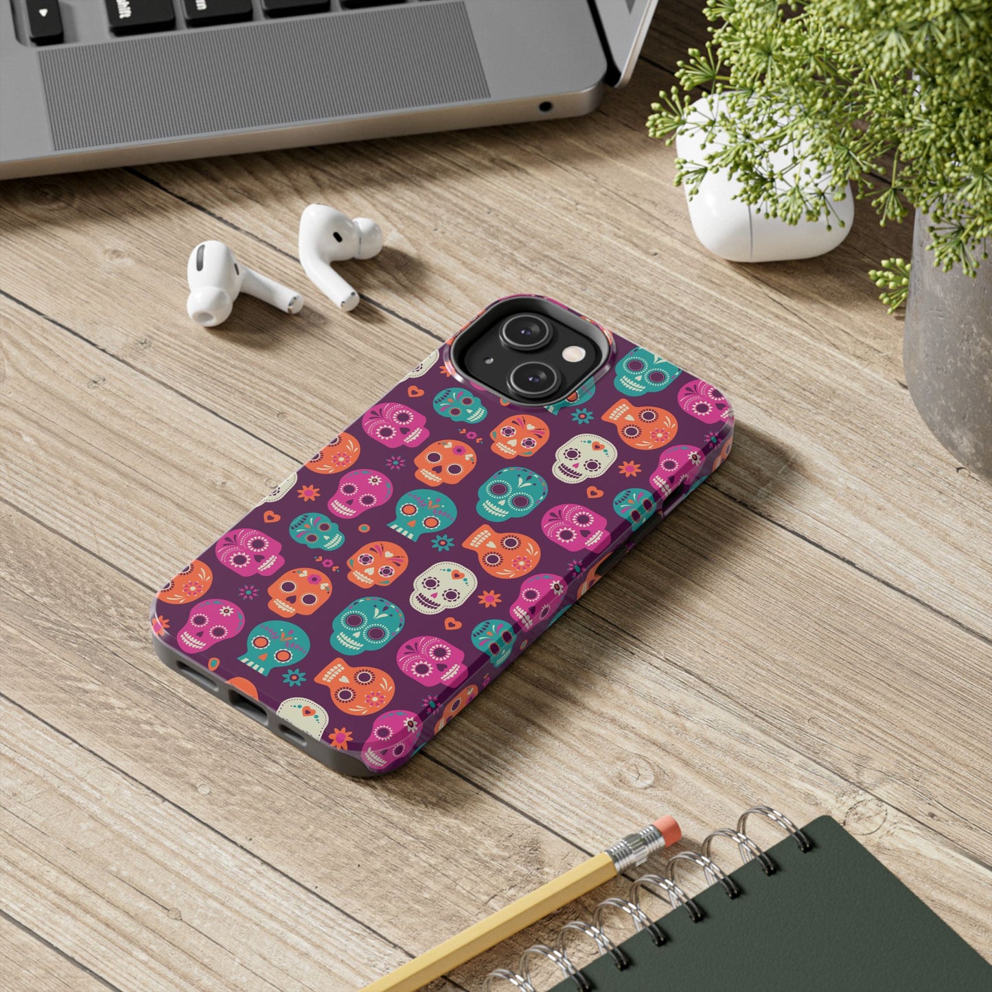 Colorful Skull Phone Case, Tough Cases for Halloween, Unique Phone Cover, Day of the Dead, Fun and Durable Accessories