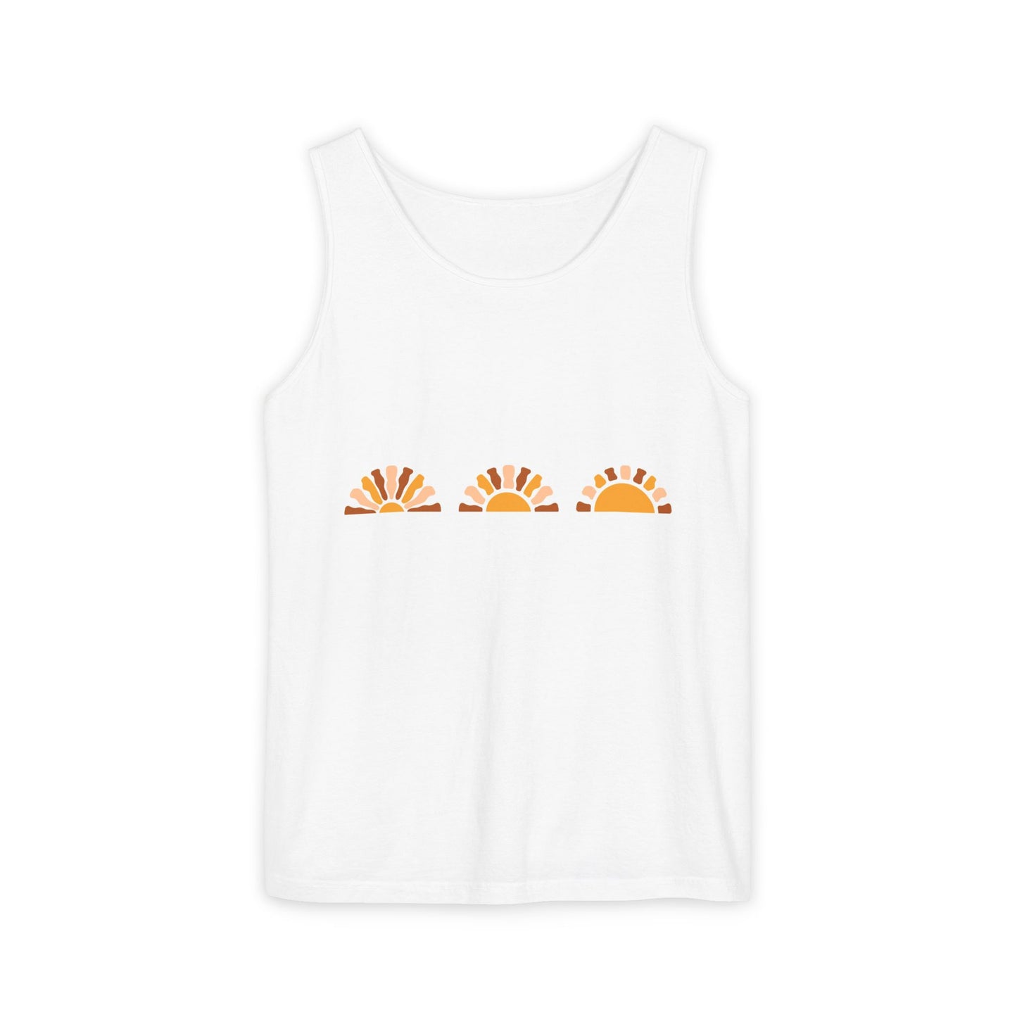 Sunrise Trio Tank Top — Minimalist Boho Sunrise Graphic Tank