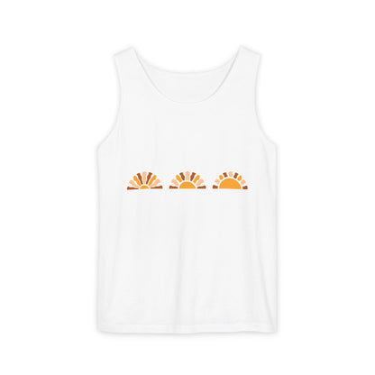 Sunrise Trio Tank Top — Minimalist Boho Sunrise Graphic Tank