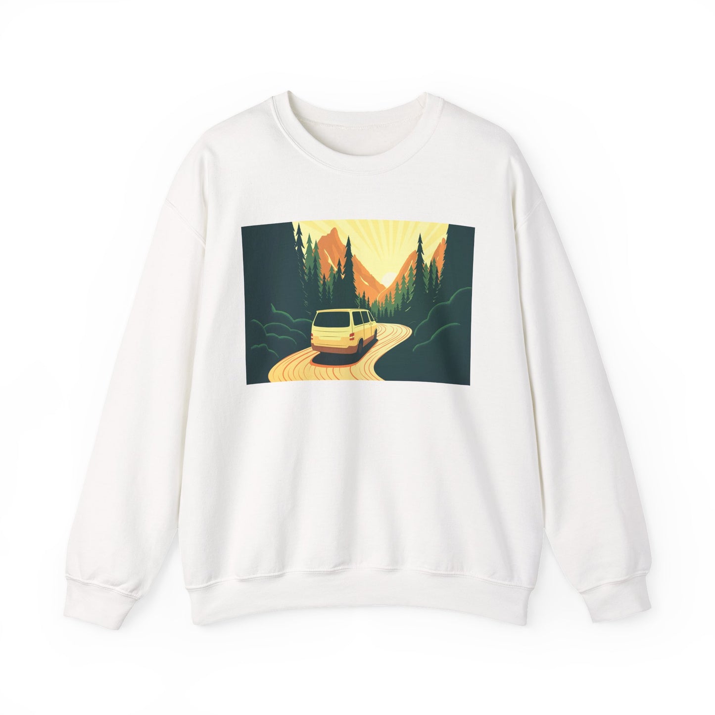 Nature Road Trip Crewneck Sweatshirt - Vintage Van Design, Unisex Pullover, Adventure Apparel, Great Outdoors Gift, Fall Fashion - MaisonThreadory
