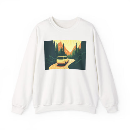 Nature Road Trip Crewneck Sweatshirt - Vintage Van Design, Unisex Pullover, Adventure Apparel, Great Outdoors Gift, Fall Fashion - MaisonThreadory