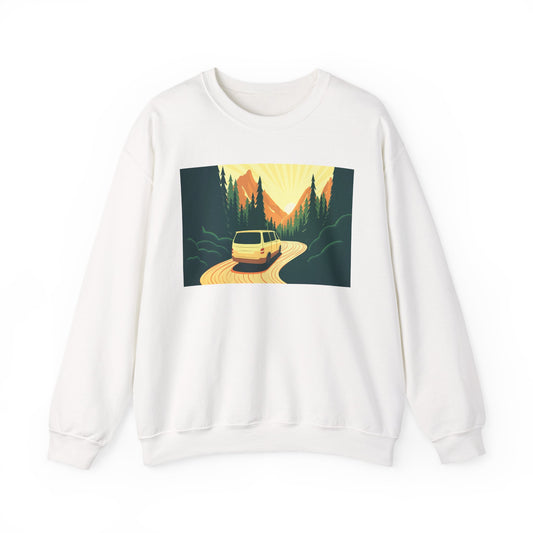 Nature Road Trip Crewneck Sweatshirt - Vintage Van Design, Unisex Pullover, Adventure Apparel, Great Outdoors Gift, Fall Fashion - MaisonThreadory