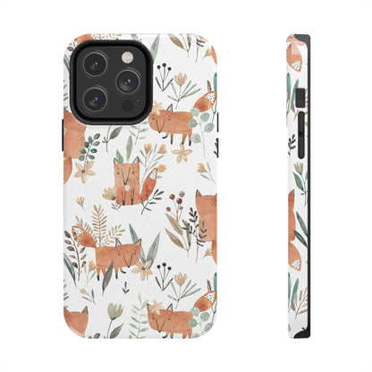 Floral Fox Phone Case, Tough Phone Cases for Nature Lovers, Cute Animal Phone Cover, Gift for Friends, Wildflower Design