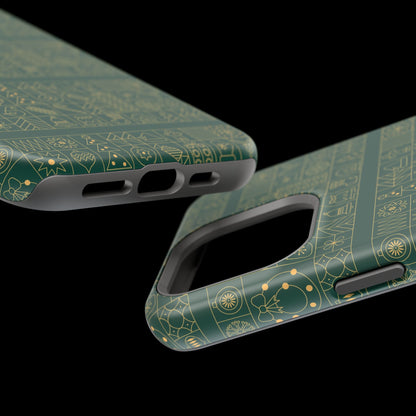 Magnetic Impact-Resistant Phone Case — Dark Green Geometric Pattern