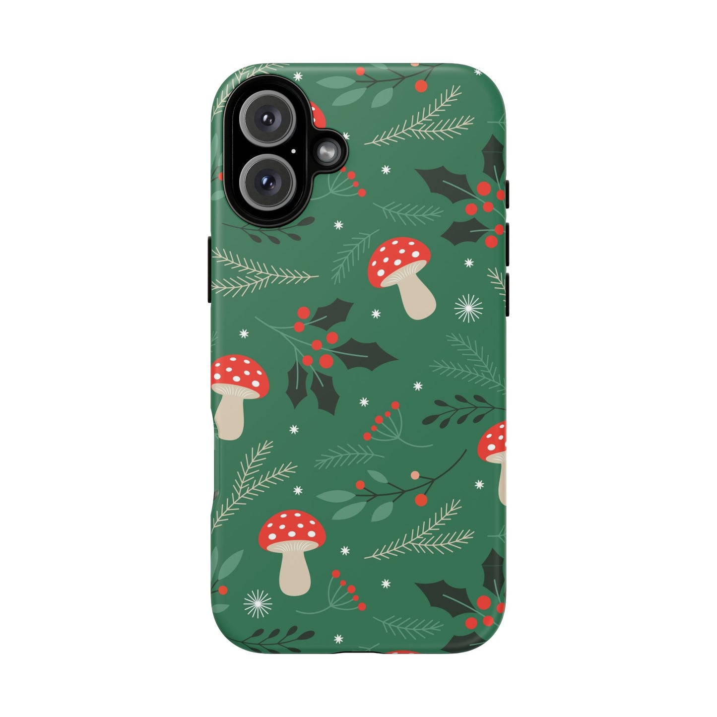 Festive Mushroom Phone Case, Colorful Holiday Case, Christmas Gift, Winter Vibes, Eco-Friendly Phone Cover
