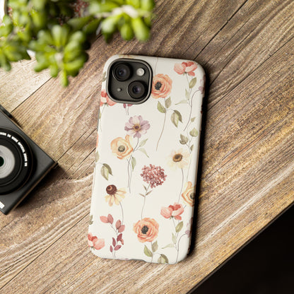 Floral Phone Case, Cute Flower Cover, Botanical Tough Case, Protective Smartphone Shell, Chic Floral Design, Trendy iPhone Case