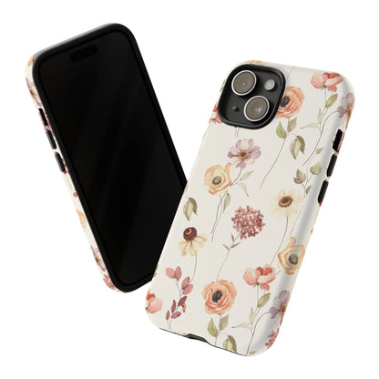 Floral Phone Case, Cute Flower Cover, Botanical Tough Case, Protective Smartphone Shell, Chic Floral Design, Trendy iPhone Case