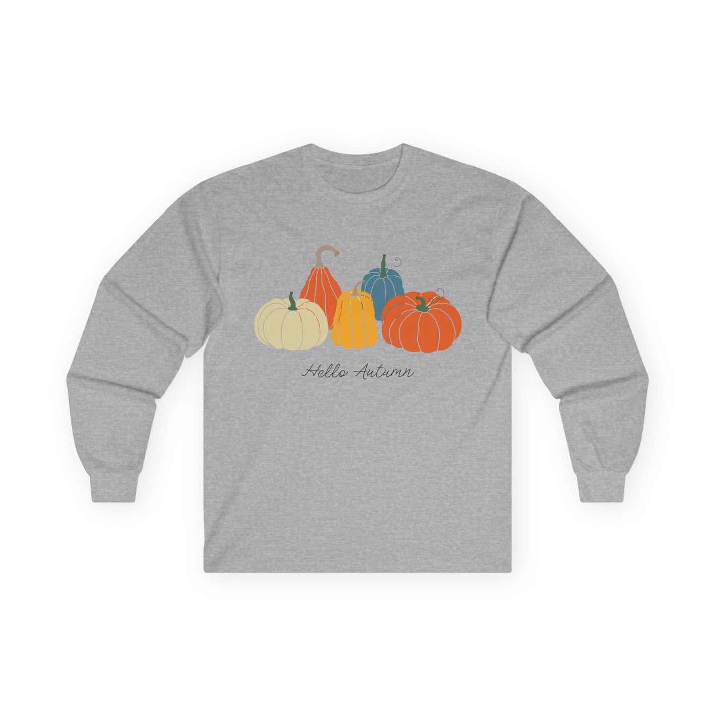 Autumn Pumpkins Long Sleeve Tee | Cozy Fall Shirt, Unisex Tee, Halloween Gift, Pumpkin Lovers Apparel, Casual Fall Outfit - MaisonThreadory