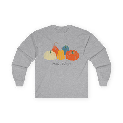 Autumn Pumpkins Long Sleeve Tee | Cozy Fall Shirt, Unisex Tee, Halloween Gift, Pumpkin Lovers Apparel, Casual Fall Outfit - MaisonThreadory